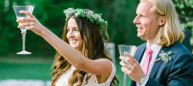 Vermont bride, groom seal wedding vows with elaborate handshake