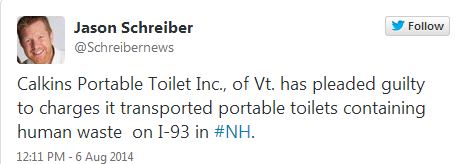 Calkins Portable Toilet Inc., of Vt. has pleaded guilty…